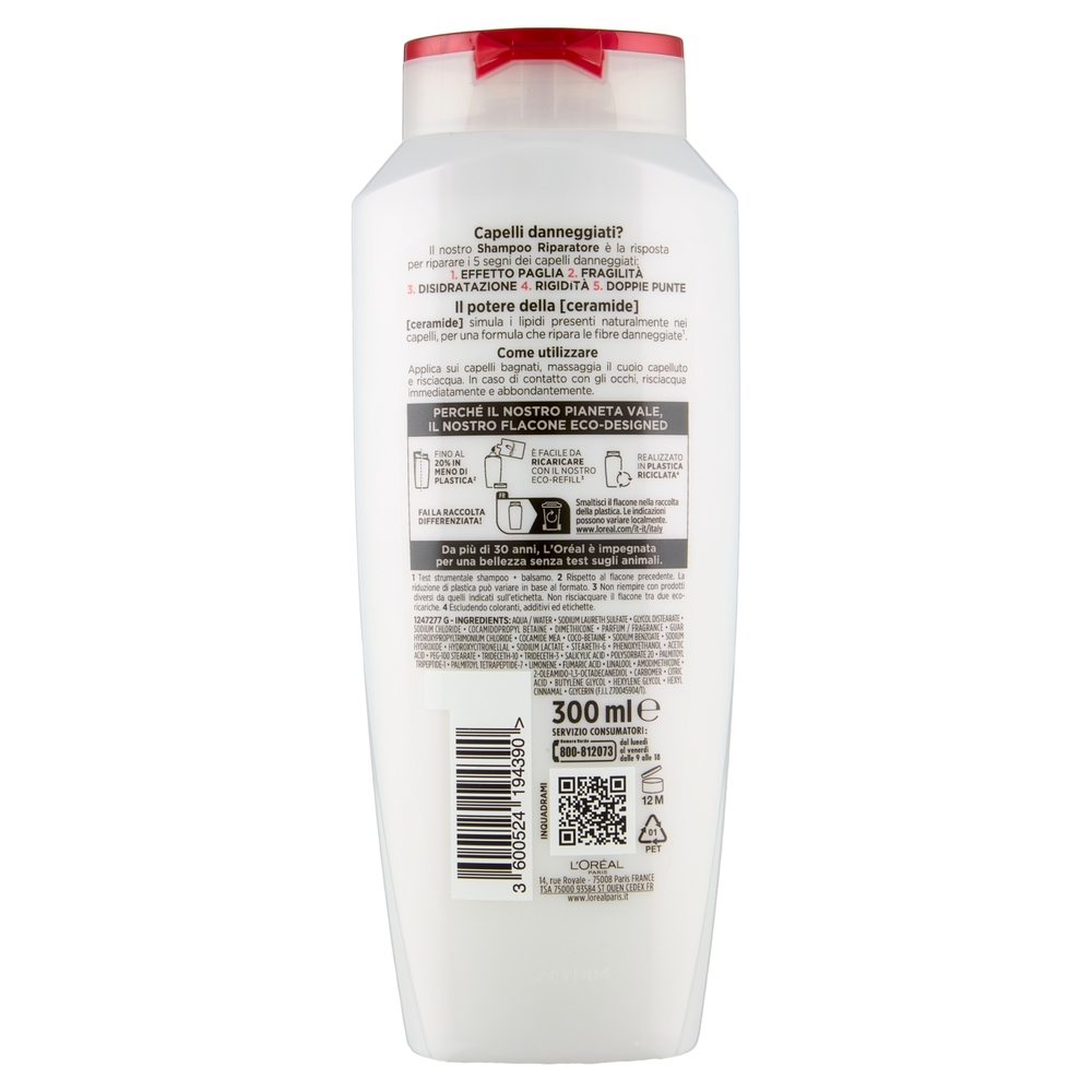 Elvive Total Repair 5 Shampoo Riparatore, per Capelli Danneggiati, 300 ml